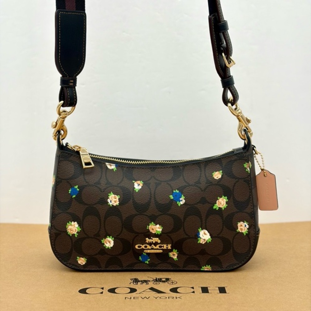 Coach Jes Crossbody In Signature Canvas With Vintage Mini Rose Print